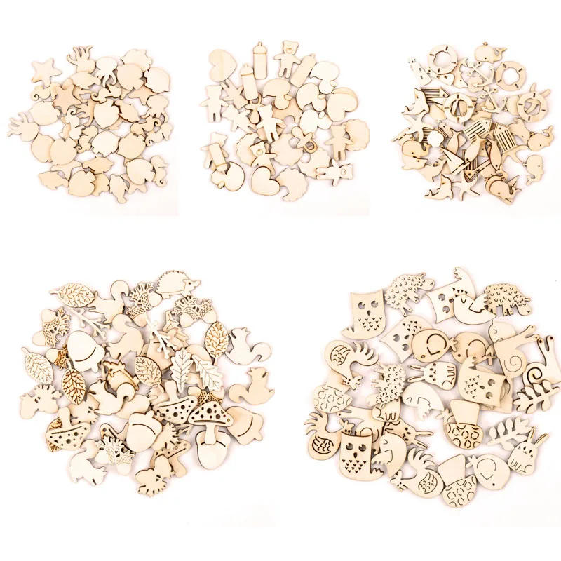 Description Picture 2 of itemHome Decoration Hanging Ornament Accessory Painting Scrapbooking Craft Wooden DIY Animals Shape Handmade 25-30mm 20pcs