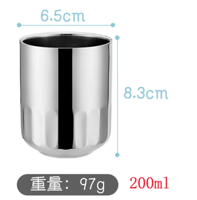 Description Picture 5 of itemHot Tea Coffee Mugs Double Layer Wine Cup Scald-proof Stainless Steel Cup Drinkware Kitchen Tools Restaurant Kindergarten Cup