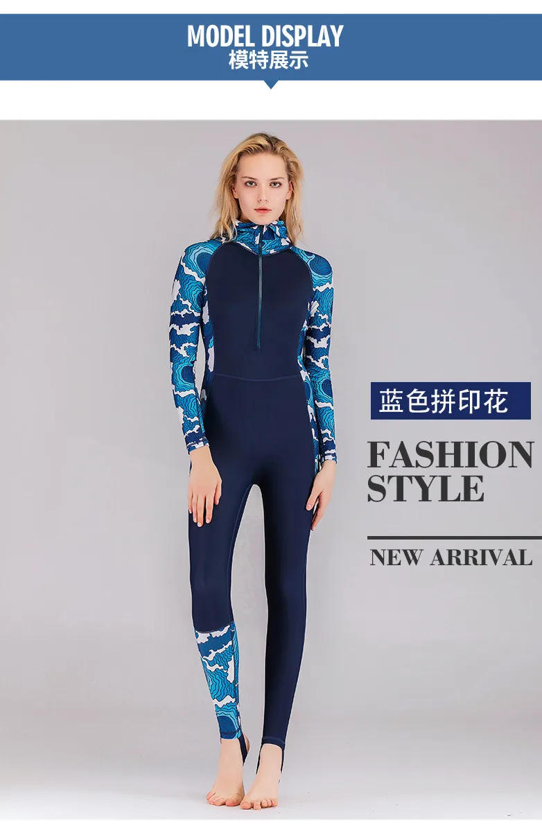 Description Picture 3 of itemSBART Professional Long Sleeved Wetsuit with Hoodies Women Zipper Full Body Wetsuits Swimsuit Snorkeling Jumpsuits Diving Suit