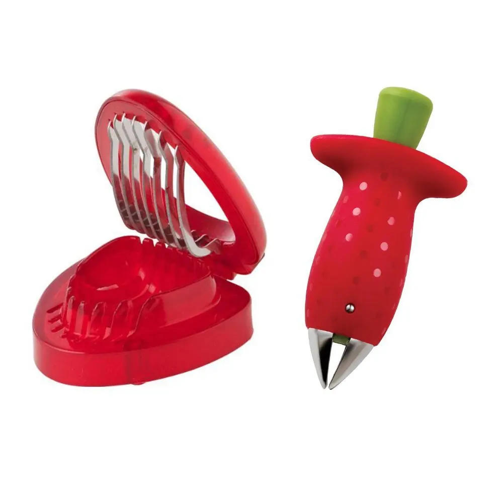 Description Picture 2 of itemKitchen Fruit Gadget Tools 2pc/ set Strawberry Slicer Cutter Strawberry Corer Strawberry Huller Leaf Stem Remover