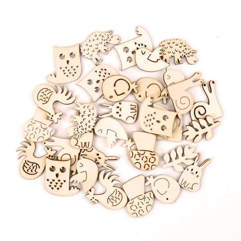 Description Picture 4 of itemHome Decoration Hanging Ornament Accessory Painting Scrapbooking Craft Wooden DIY Animals Shape Handmade 25-30mm 20pcs