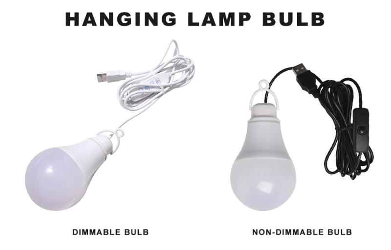 Description Picture 2 of itemDC5V USB Dimmable Hanging Lamp LED Bulb Stepless Dimming Brightness Three Color Switch 10W LED Light Bulb For Adapter Power Bank