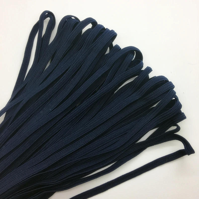 Description Picture 3 of item5yards/lot 1/4" 6mm Navy blue Multirole Thickening Satin Elastic Band Trim Sewing Spandex Lace Trim