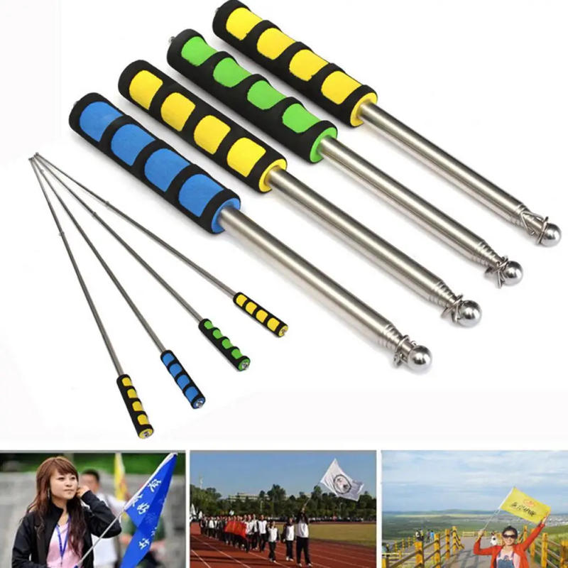 Description Picture 3 of item1PC 1/1.2M Stainless Steel Telescopic Flag Pole Outdoor Flagpole for Teaching Pointer Tour Guide Banner Flagstaff Decoration