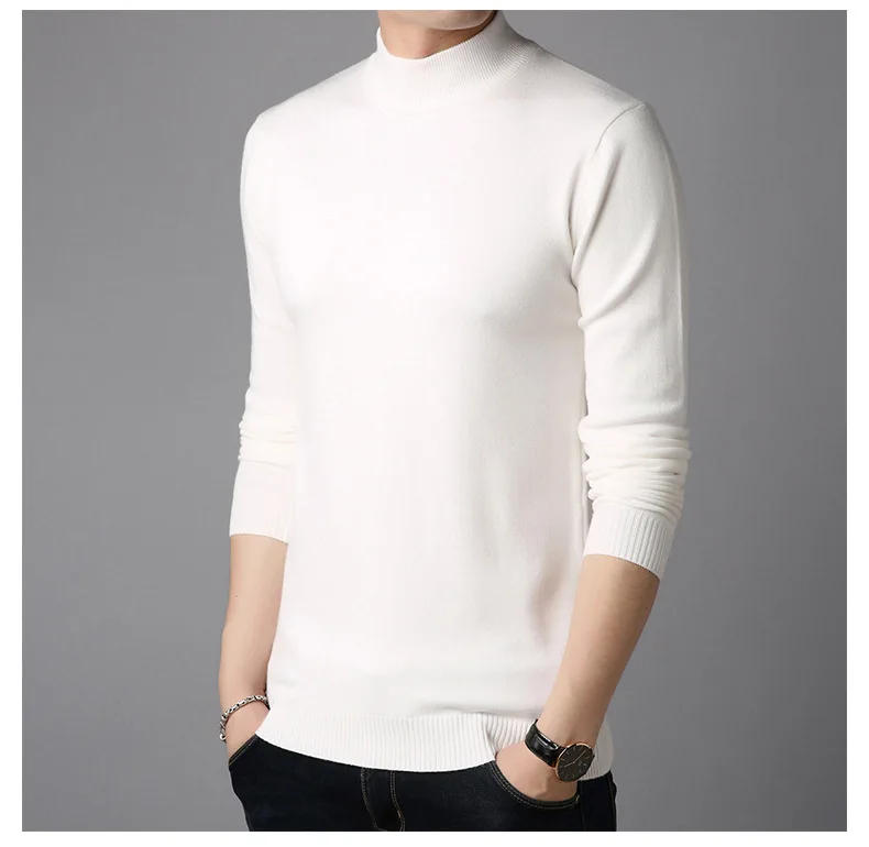Description Picture 3 of itemSpring High Neck Fashion Sweater Men Turtleneck Brand Sweaters Slim Fit Pullover Men Knitwear Mens Clothing Plus Size 4XL