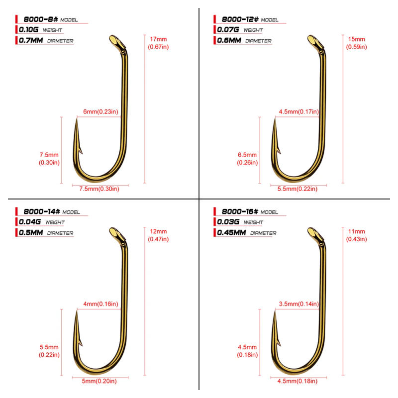 Description Picture 5 of itemHigh carbon steel single hook Fly Fishing Hook  Fishing Trout Salmon Dry Flies Fish Hook Size 8000-8/12/14/16  200pcs/bag