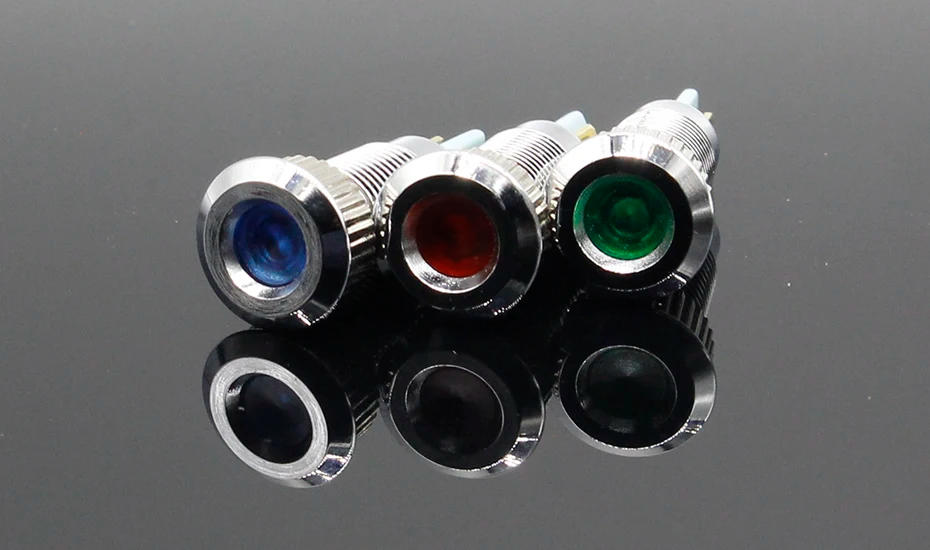 Description Picture 3 of itemMetal Indicator light LED 8mm waterproof Signal lamp 6V 12V 24V 220v dot LIGHT Colorful concave Indicator