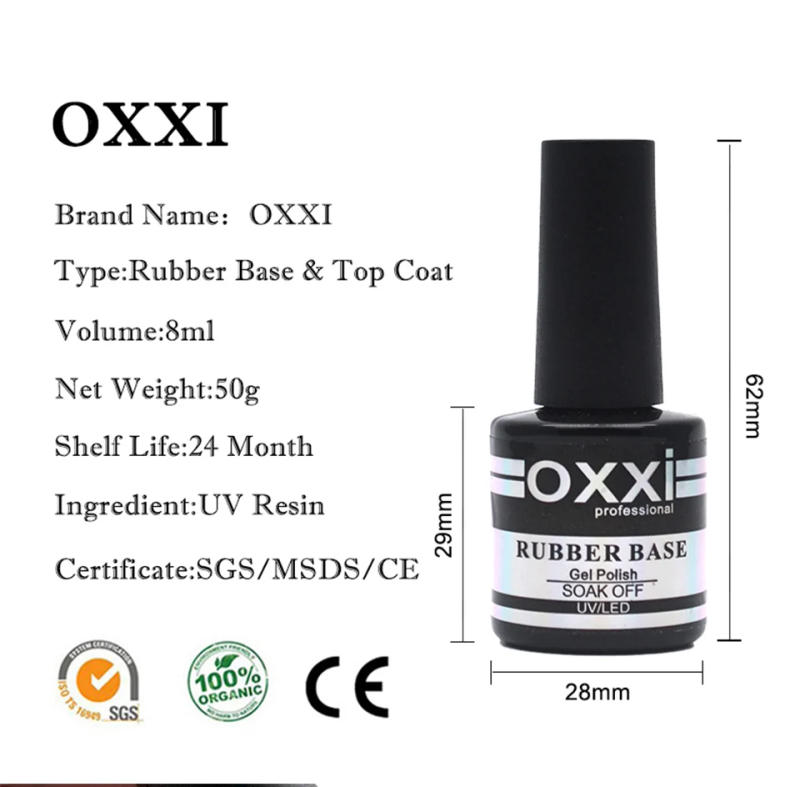 Description Picture 5 of itemoxxi 8ml Nail Art UV Gel Varnish Nail Rubber Base and Top Coat Set For Nail Desgin Long-Lasting Led Manicure Gel Polish 2019