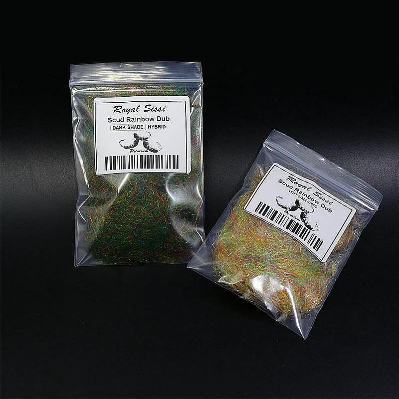 Description Picture 2 of itemRoyal Sissi 2packs rainbow scud dubbing light&Dark rainbow shade assorted scud dubs nymph thorax collar fly tying materials