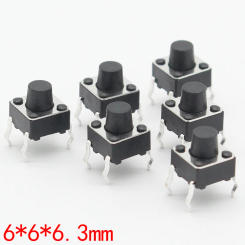 50pcs/lot 6x6x6.3MM 4PIN G89 Tactile Tact Push Button Micro Switch Direct Plug-in Self-reset DIP Top Copper