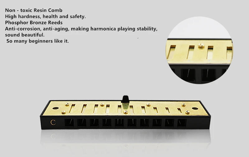 Description Picture 6 of itemHot Selling Swan Harmonica Diatonic10 Hole Blues Harp Woodwind Music Instrument  Mouth Organ For Rock Country Folk Jazz Melodica