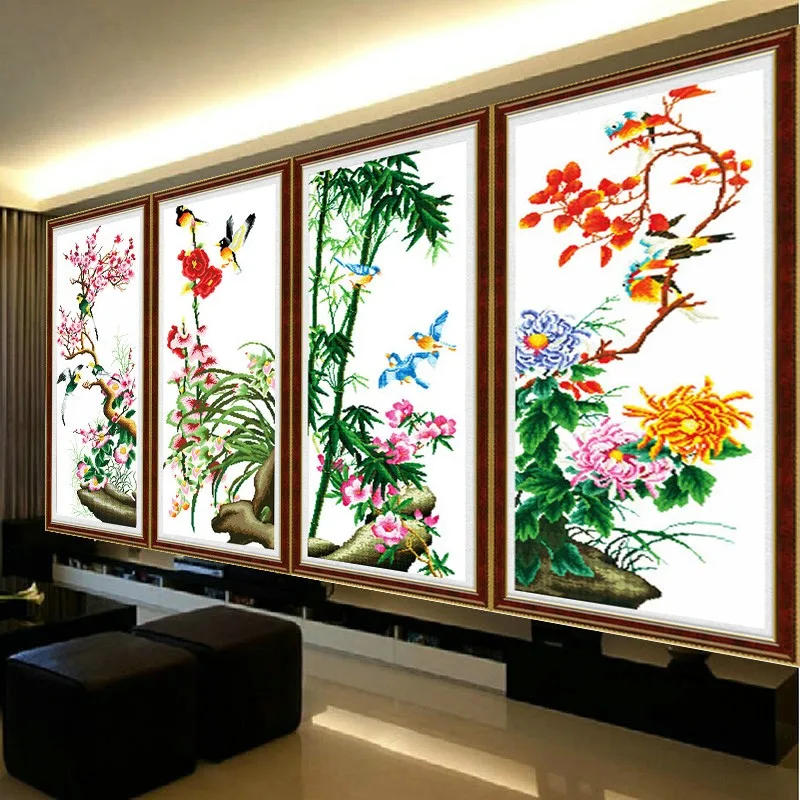 Description Picture 4 of itemQIANZEHUI,Needlework,DIY Plum, orchid, bamboo, chrysanthemum Cross stitch,Sets For Embroidery kits, Counted Cross-Stitching