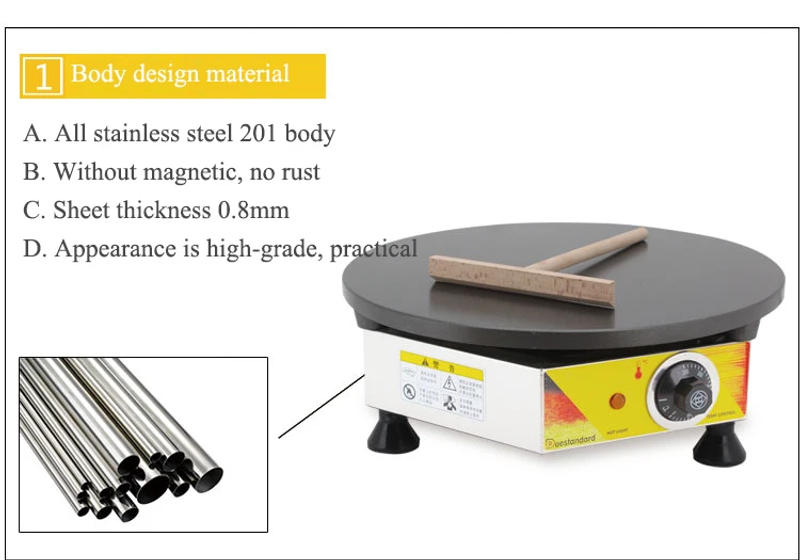 Description Picture 6 of itemProfessional Electric Pancake Machines Crepe Makers Irons Snack Food Machinery With Good thermostat French Crepe Making Machine