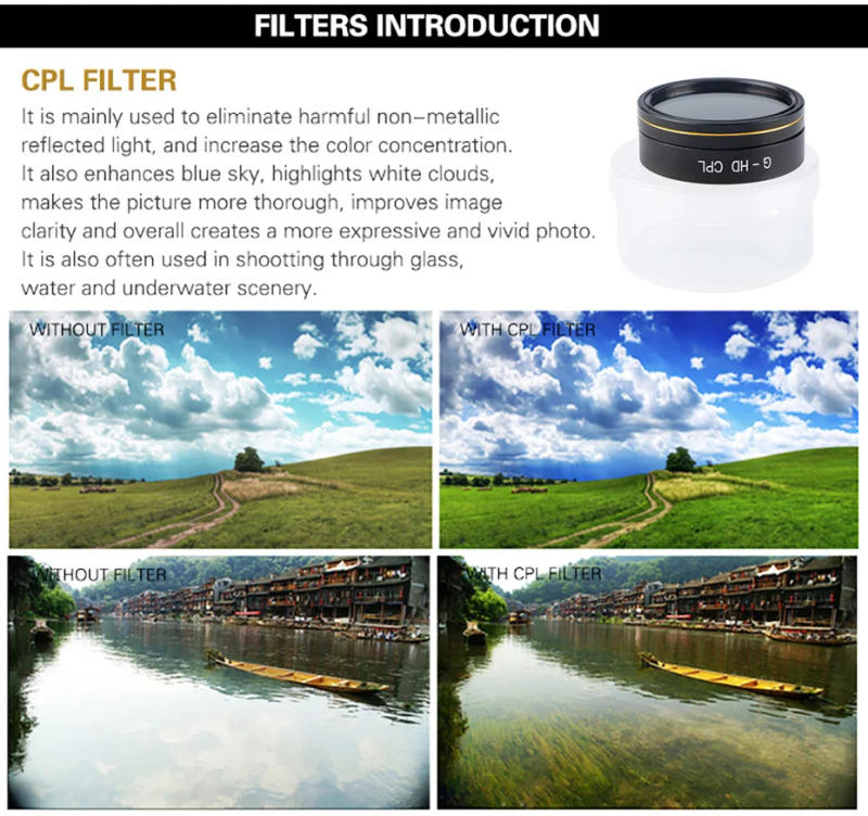 Description Picture 5 of itemDrone Filter For Phantom 4 Pro V2.0 ND 4 8 16 32 CPL UV Filters Set For DJI Phantom 4 Advanced Gimbal Camera Accessory 6PCS/Set