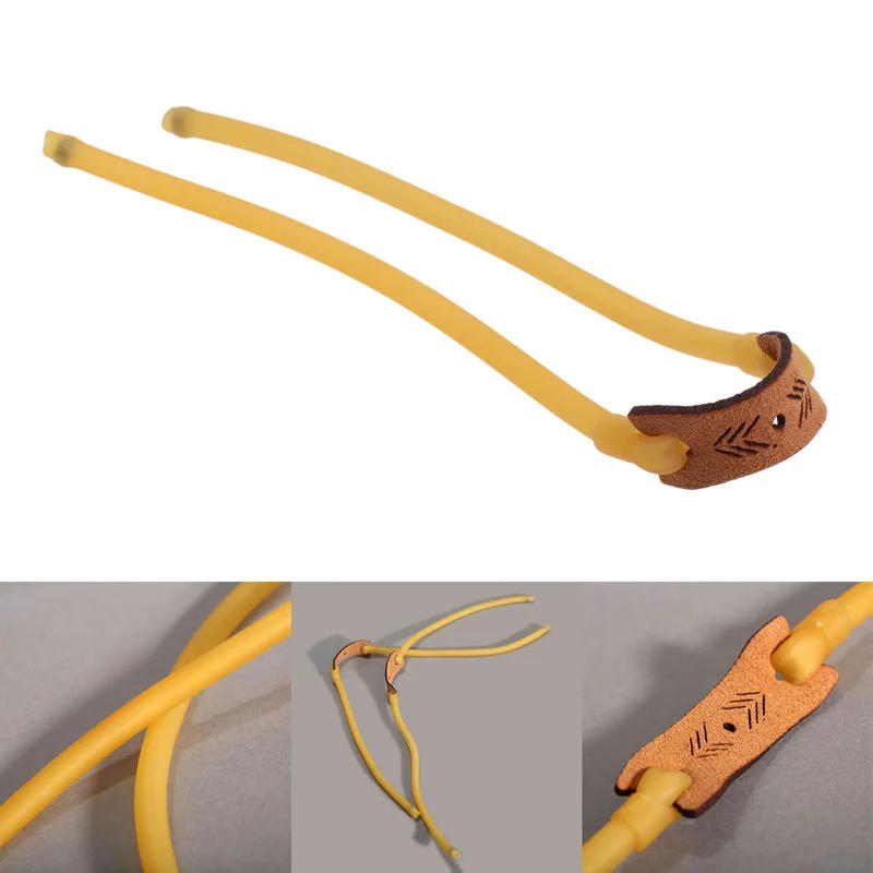 Description Picture 2 of item1PC Hunting Slingshots Rubber Band with Leather Pouch Velocity Elastic Rubber Bungee Bands for Slingshots Catapults Bow Shooting