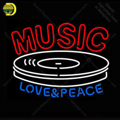 Neon Sign for Music Love Peace Neon Bulb sign handcraft love gift glass tube light Decorate wall lamps advertise display store