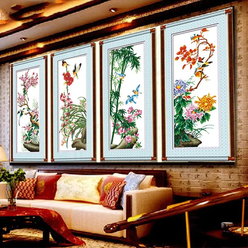 Description Picture 5 of itemQIANZEHUI,Needlework,DIY Plum, orchid, bamboo, chrysanthemum Cross stitch,Sets For Embroidery kits, Counted Cross-Stitching
