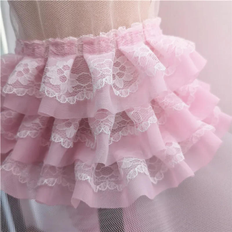 Description Picture 5 of item11cm Wide Beautiful Multi-color Multi-layer Chiffon Mesh Lace Trim DIY Handmade Dress Skirt Cuffs Sewing Production Accessories