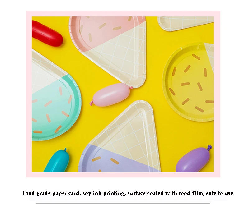 Description Picture 5 of item6pcs Mix Color Ice Cream Shape Disposable Paper Plates Wedding Birthday Party Baby Shower Kids Summer Party Decoration Supplies