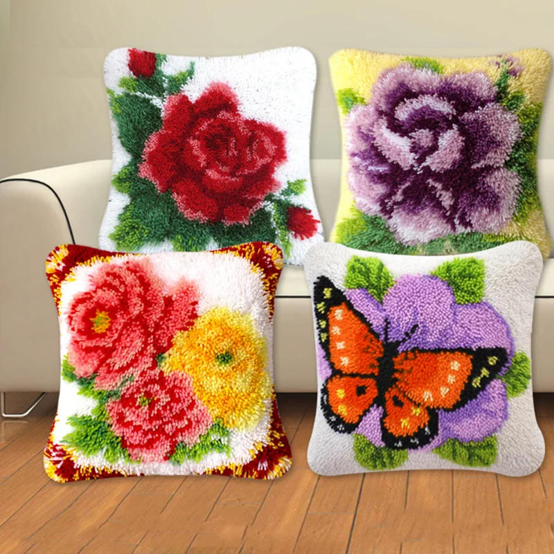 Description Picture 6 of itemNUBECOM Plant Series Segment Embroidery Pillow Flowers Grass Coarse Wool Cross Stitch 3D Latch Hook Kit Carpet DIY Embroidery