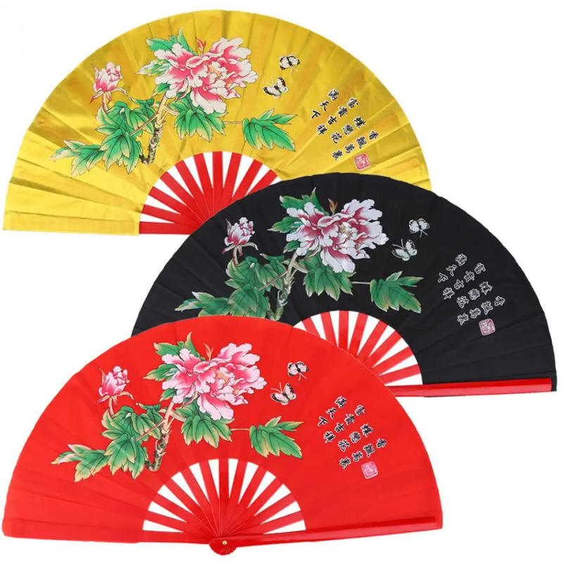 Description Picture 2 of itemFolding Fan Bamboo Tai Chi Performance Fan Kung Fu Wushu Gym Show Decorate Fan Red/Golden/Black Martial Arts Kung Fu Fans