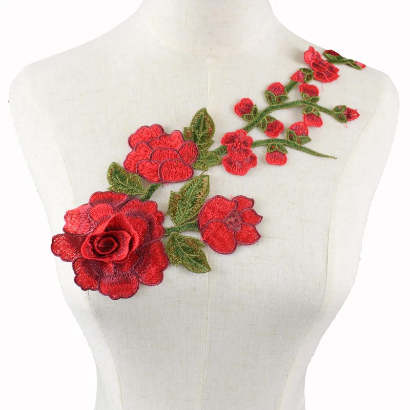 Description Picture 2 of item1Pc Rose Embroidered Sewing On Patch Flower Patch Stickers For Clothes Badge Sewing Fabric Applique Supplies 12Colors