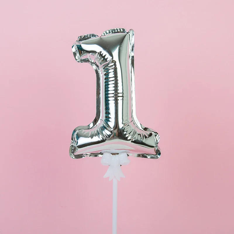 Description Picture 6 of item1 Pcs 5inch Gold Foil Number Balloon Cake Topper Wedding Decor Party Kids Birthday Anniversary Cake Flags Supplies