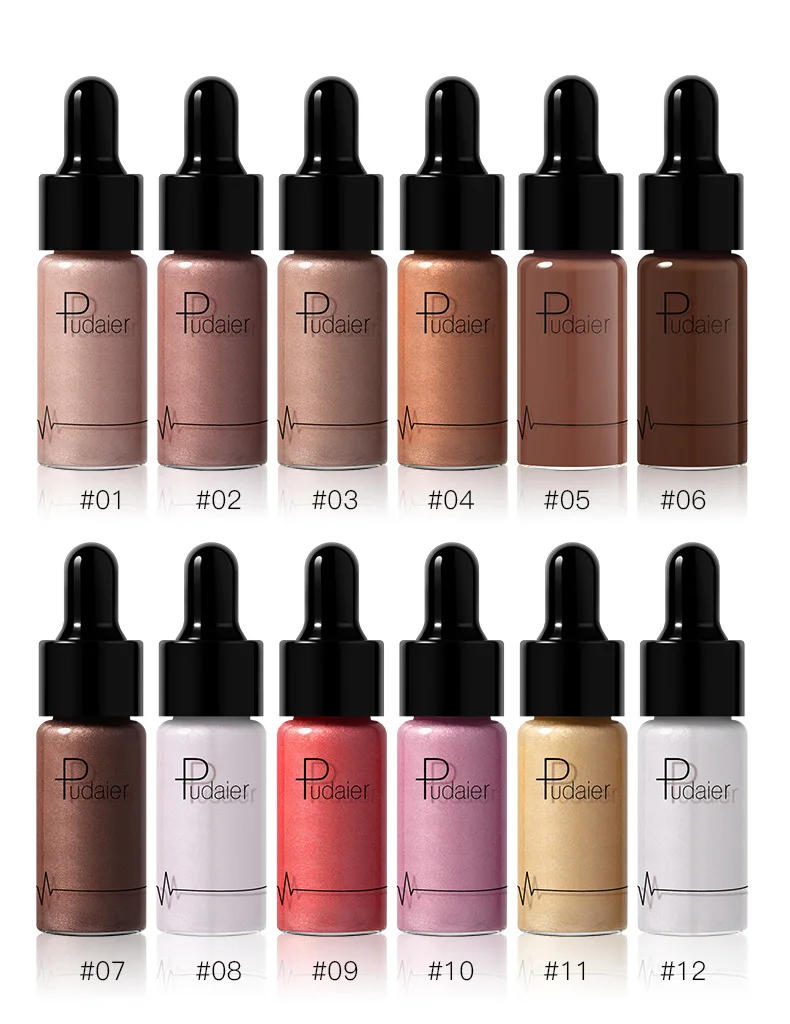 Description Picture 5 of item12 Color Liquid r  Nude Contouring Face Brightener Glow Shimmer 3D Bronzer Highlighter Glitter Makeup Cream