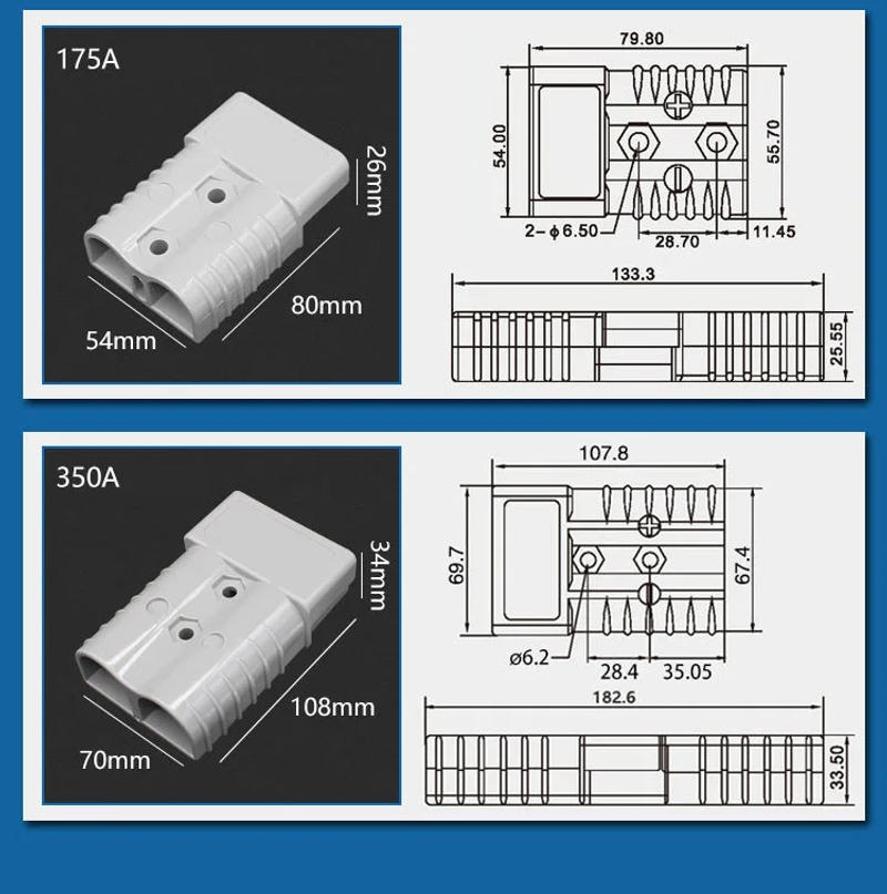 Description Picture 5 of item2/4/6PCS 50A 120A 175A 350A Battery Charging Connector 600V High Current Quick Power Plug for Electric Car Battery,Solar Cable
