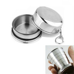 75ml Stainless Steel Folding Cup Travel Tool Kit Survival EDC Gear Outdoor Sports Mug Portable for Camping Hiking Lighter