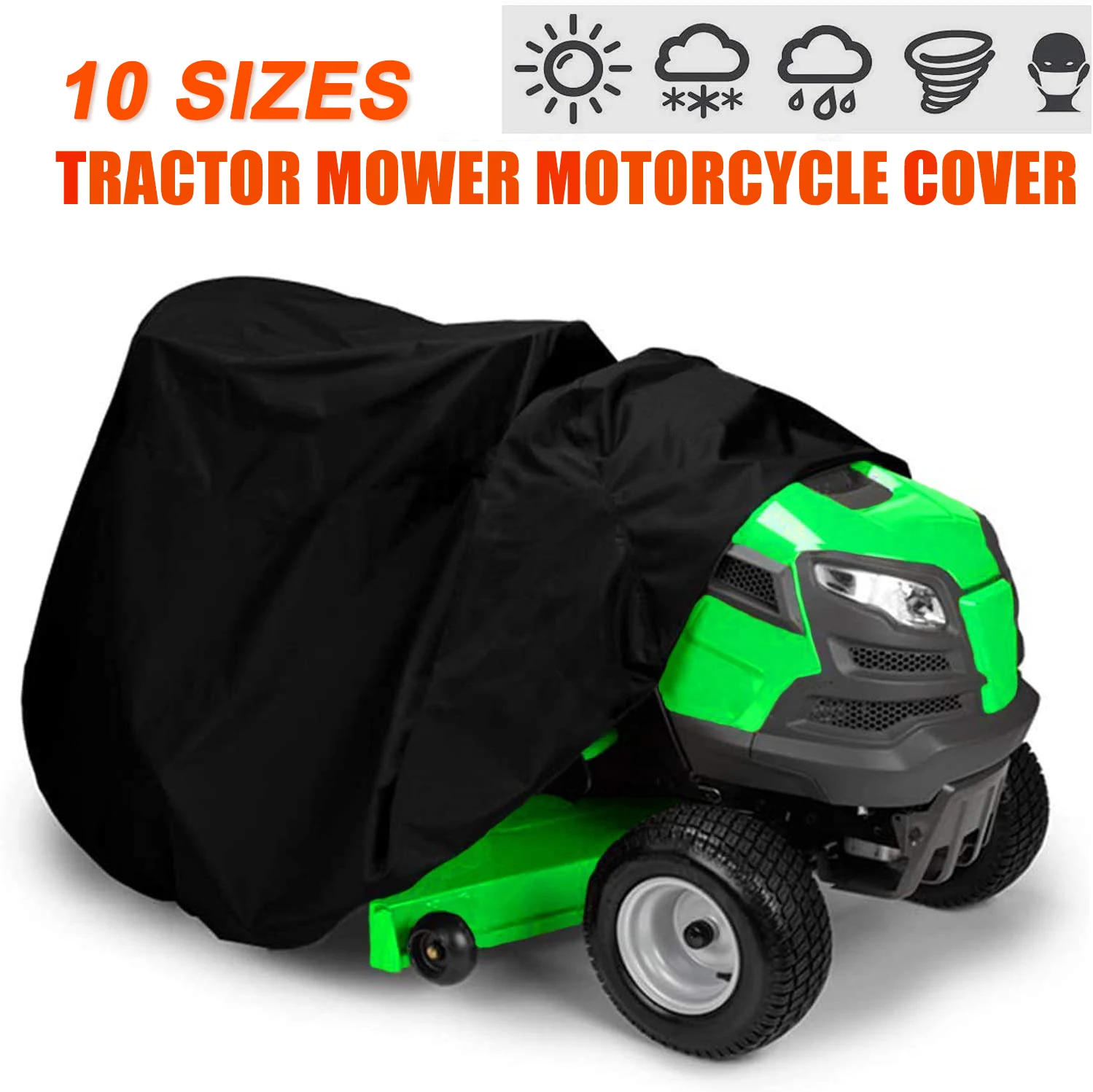 Description Picture 2 of itemAll-Purpose 10 Size Lawn Tractor Mower Machine Dust Covers Garden Outdoor Rain Sun Protective Waterproof 210D Oxford Cloth