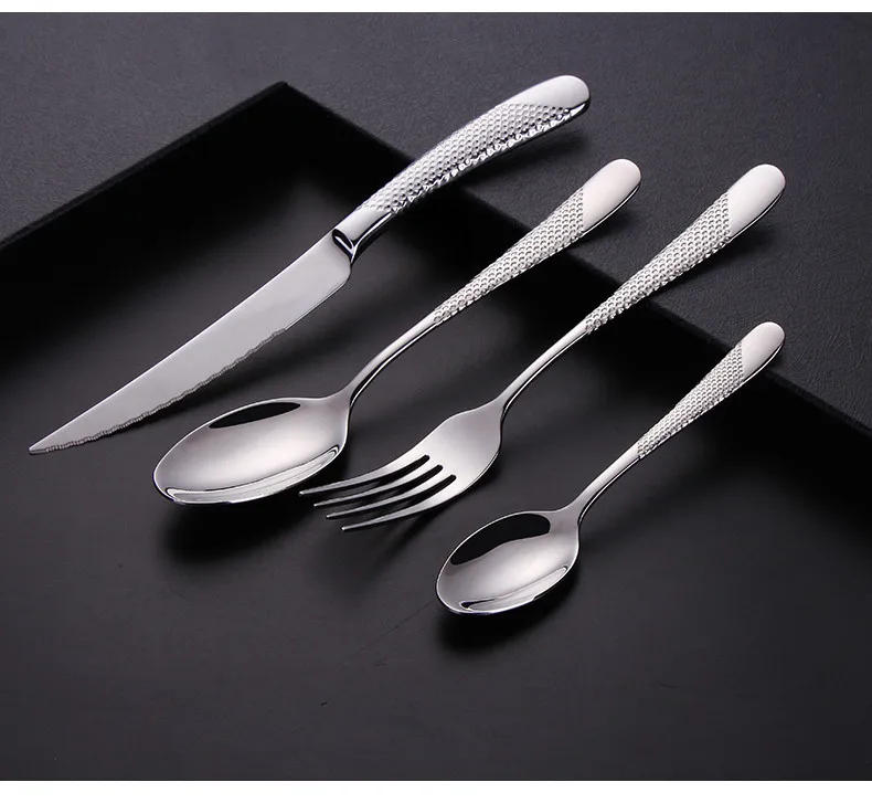 Description Picture 6 of itemKitchen Tableware Cutlery Set Silver Cutlery Set Stainless Steel Luxury Dinnerware Fork Spoon Knife Western Dinner Set Gold