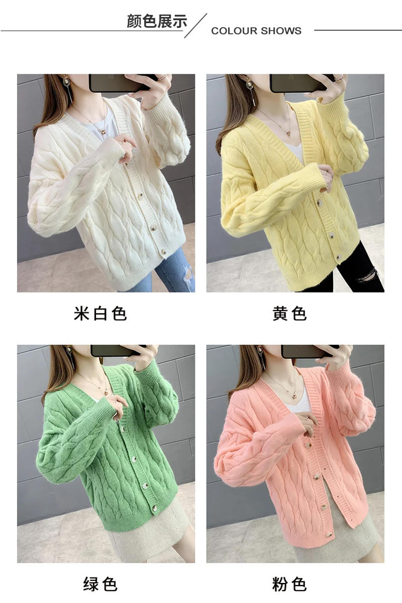 Description Picture 3 of itemWomen's Knitted Cardigan Sweater Loose Fashion New Autumn And Winter Western Style Casual Jacket Coat Women