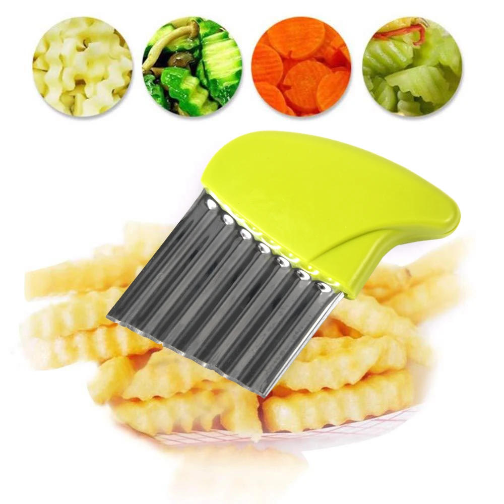 Description Picture 4 of itemPotato Cutter Stainless Steel Wavy Knife French Fry Chip Cutter Kitchen Vegetable Slicer Cooking