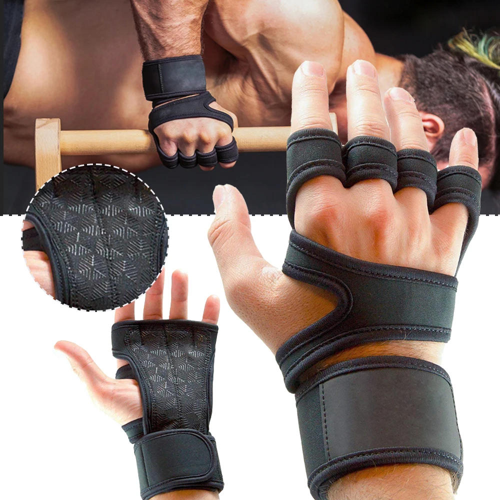 Description Picture 4 of item1 Pairs Weightlifting Training Gloves for Men Women Fitness Sports Body Building Gymnastics Gym Hand Wrist Palm Protector Gloves