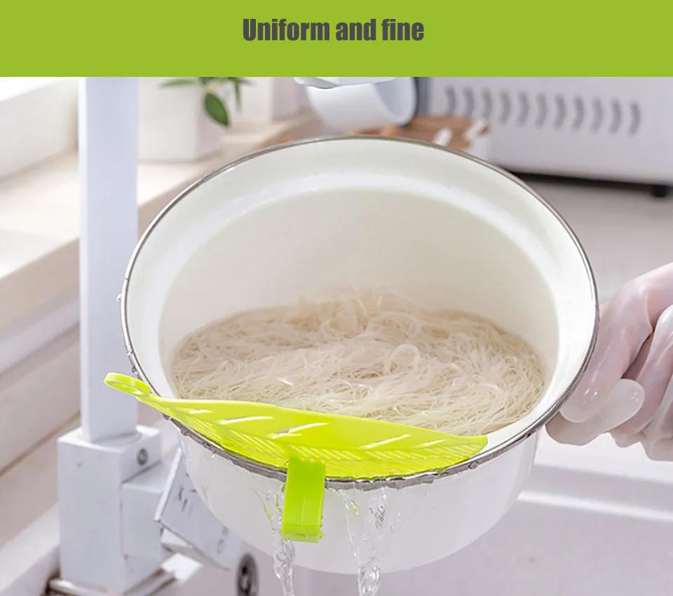 Description Picture 6 of itemMulti-use Pot Funnel Strainer Baffle Sieve Drainer Beans Peas Washing Filter Drain Board Rice Noodle Colander Kitchen Pasta Tool