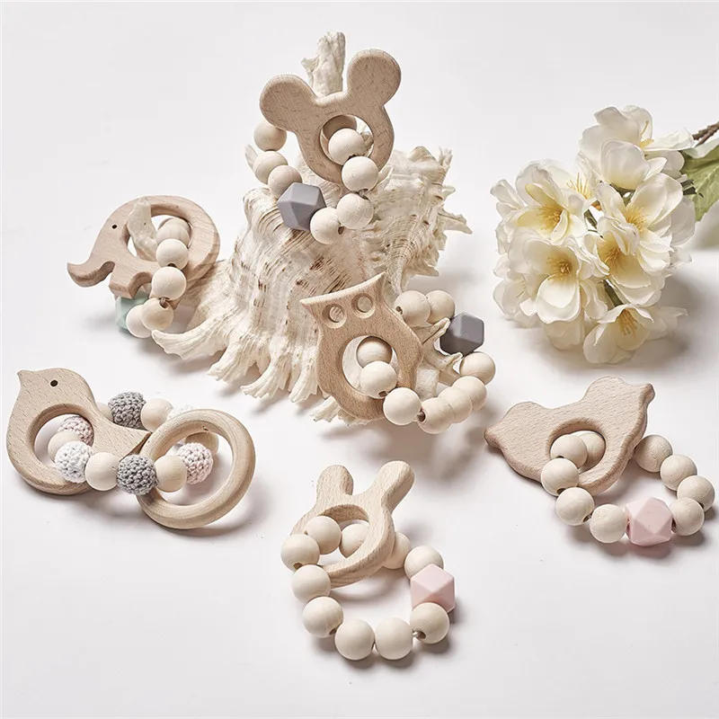 Description Picture 3 of itemBaby Silicone Nursing Bracelets Wood Teether Silicone Beads Teething Wood Rattles Toys Baby Teether Bracelets Nursing Toys Gift