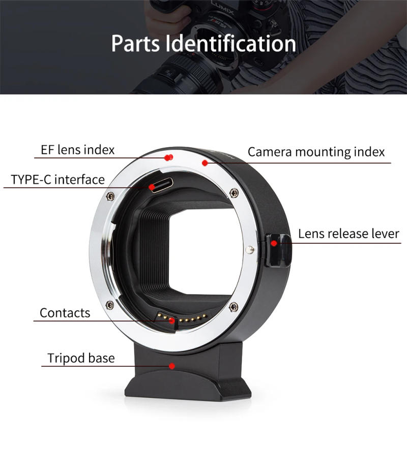Description Picture 3 of itemVILTROX EF-L Auto Focus Lens Mount Adapter For Canon EF EF-S Lens to L Mount Camera Leica SL2 Panasonic S1 S1R S1H S5