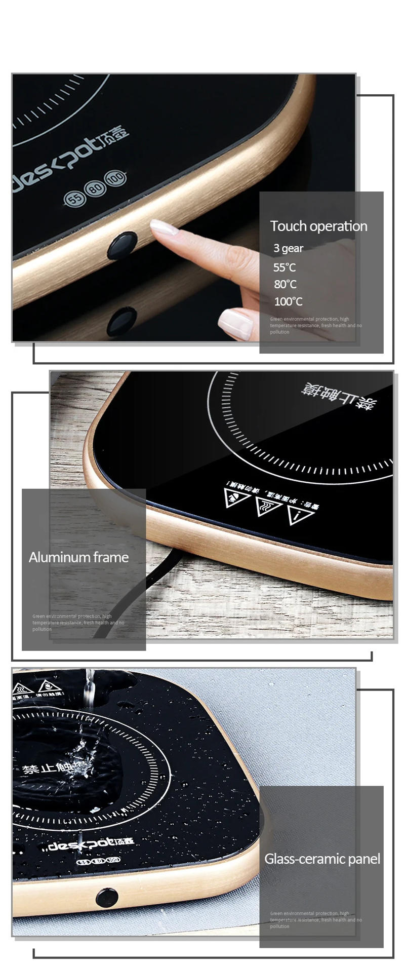 Description Picture 6 of item300W Cup Heater Mug Warmer 100°C Hot Tea Makers Electric Stove 3 Gear Temperature Warmer Coaster Heater for Coffee Heating Pad