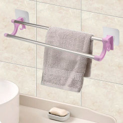 Over Door Cabinet Shelf Rack Stainless Steel Double-bar Towel Rack Home Storage Bar Bathroom Kitchen Hanging Holder