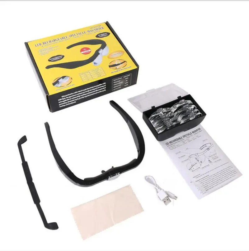 Description Picture 2 of itemRechargeable Head Magnifier Glasses Magnifier with Detachable Lenses 1.5X, 2.5X, 3.5X, 5X for Reading Close Work Hobby