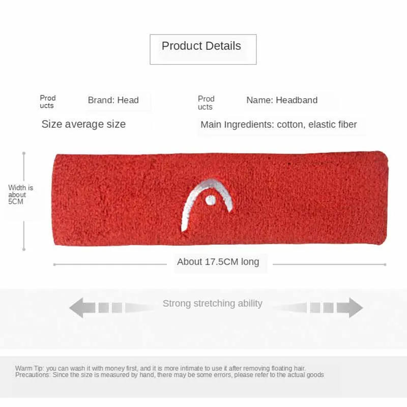 Description Picture 6 of itemHEAD Exercise Headband Fitness Sweat Absorption Belt Badminton Yoga Basketball Running Headband Tennis Scarf