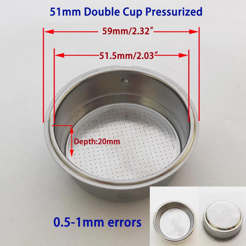 Description Picture 6 of item51mm Double-Cup Coffee Machine Pressurized Filter Basket for Household Coffee Maker Parts Non-Pressurized Coffee 2-Cup