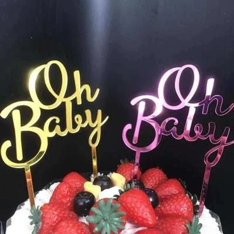 Description Picture 5 of itemGold Pink Acrylic "One" "Oh Baby" Happy Birthday Cake Topper Wedding Bride Party Decoration Dessert Baking Supplies lovely Gifts