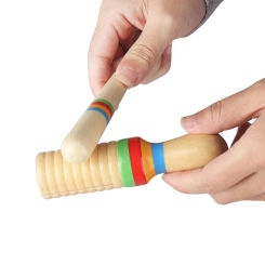 Orff Musical Instruments Wooden Small Single-threaded Ring Percussion Cylinder Croak Frog Barrel Kids Gifts Educational Toys