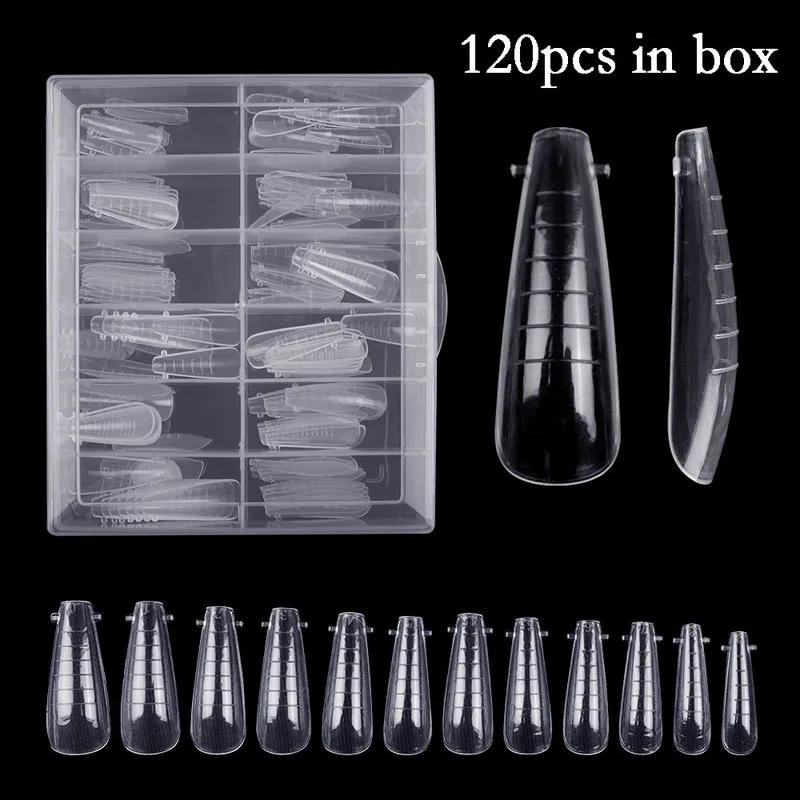 Description Picture 4 of item120/60pcs Clear Dual Forms Quick Building Nail Mold Tip DIY Poly Nail Art UV Builder Extension Gel Stilettos Nail Forms