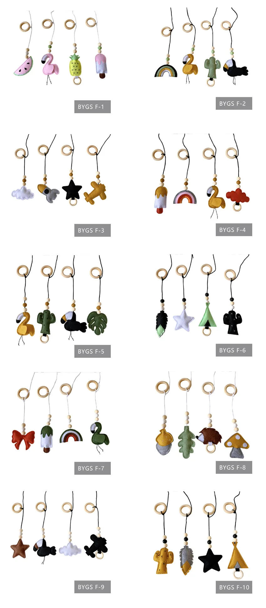 Description Picture 2 of itemBaby Play Gym Frame Wooden Beech Activity Gym Frame Stroller Hanging Pendants Toys Teether Ring Nursing Rattle Toys Room Decor