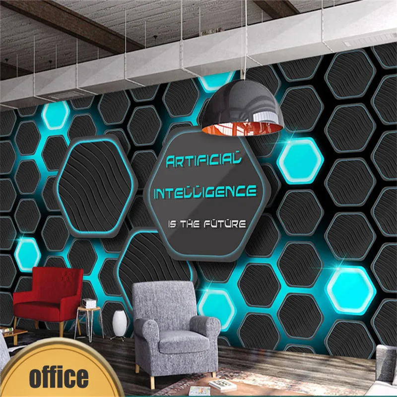 Description Picture 6 of itemModern Technology Sense Industrial Decor Mural Wallpaper Gray Circuit Board Metal Background Bar KTV Internet Bar Office Mural