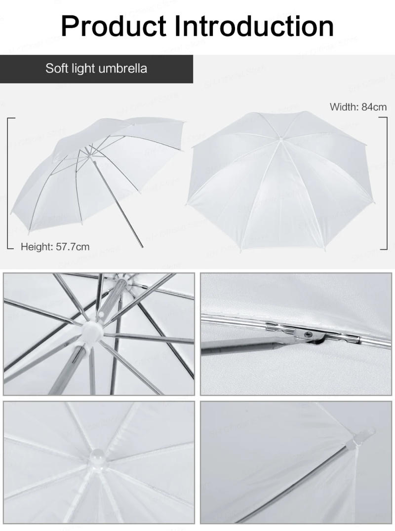 Description Picture 3 of itemPhoto Studio Umbrella Set 33 ' 84 cm  White Soft Light Umbrella + Dual-use Reflective Umbrella 4 Pieces Photography Accessories
