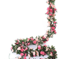 2pcs 2.2m 45heads Fake Rose Vine Garland Artificial Flowers Plants Hanging for Wedding Home House Party Garden Craft Art Decor